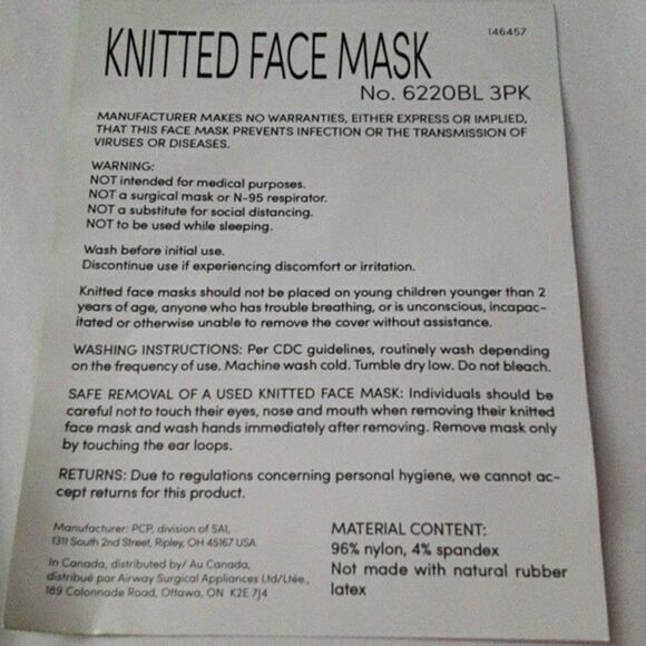 Face Masks 3 pack for face coverings unisex pack reusable nonsurgical black - Picture 10 of 14